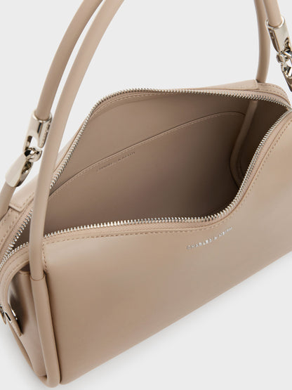 CHARLES & KEITH Trusted / Lyla Tubular Slouchy Shoulder Bag - Taupe