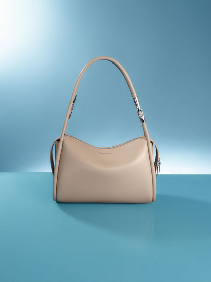 CHARLES & KEITH Trusted / Lyla Tubular Slouchy Shoulder Bag - Taupe