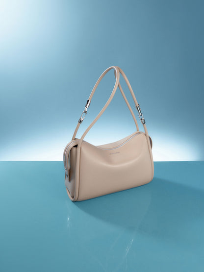 CHARLES & KEITH Trusted / Lyla Tubular Slouchy Shoulder Bag - Taupe