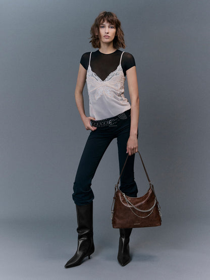 CHARLES & KEITH Featured / Atwood Chain Convertible Hobo Bag - Distressed Coffee