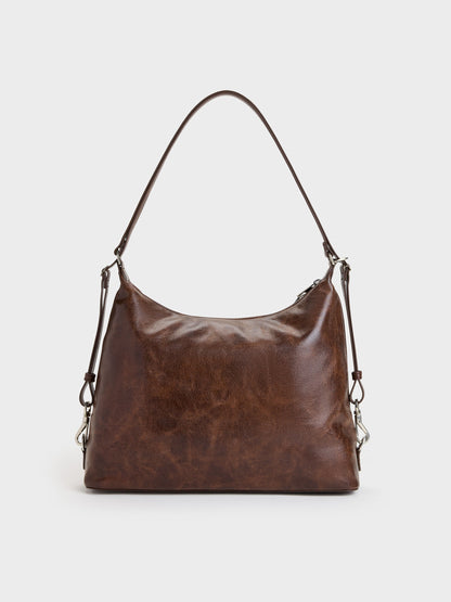 CHARLES & KEITH Featured / Atwood Chain Convertible Hobo Bag - Distressed Coffee