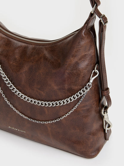 CHARLES & KEITH Featured / Atwood Chain Convertible Hobo Bag - Distressed Coffee
