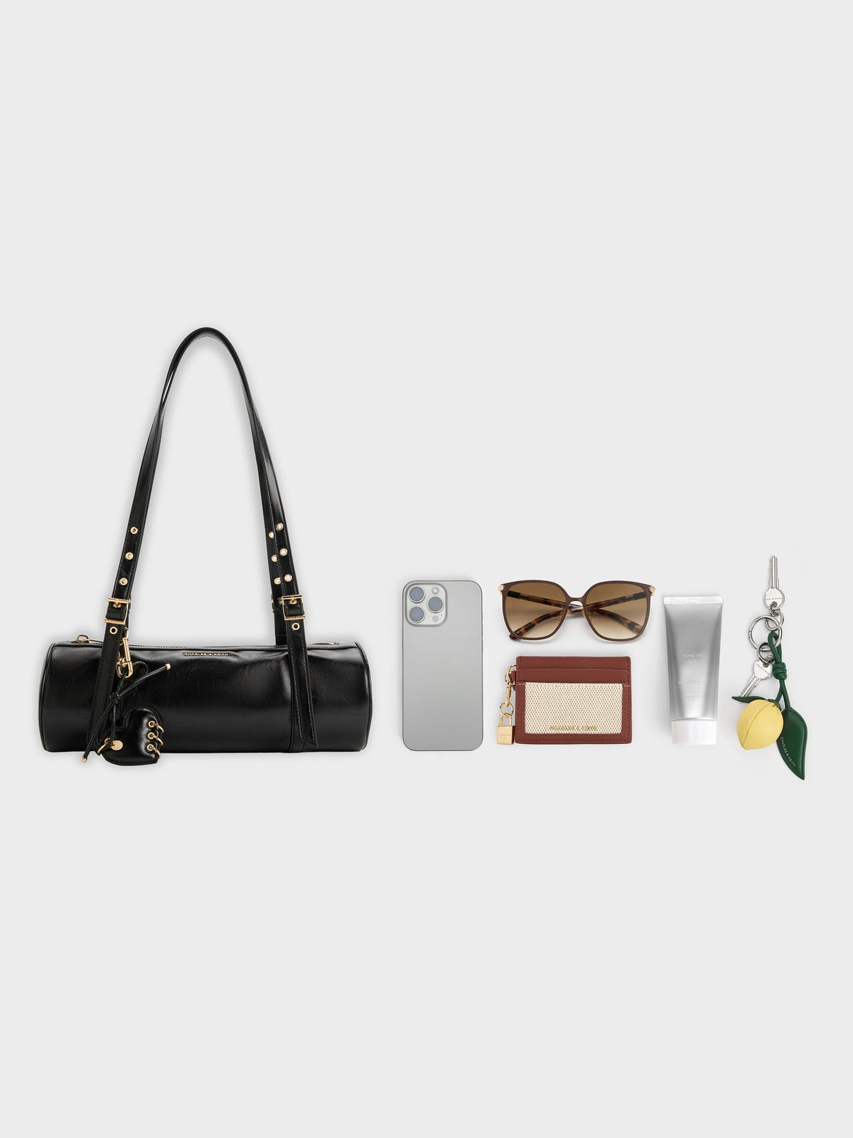 CHARLES & KEITH Signature / Rey Elongated Shoulder Bag - Black