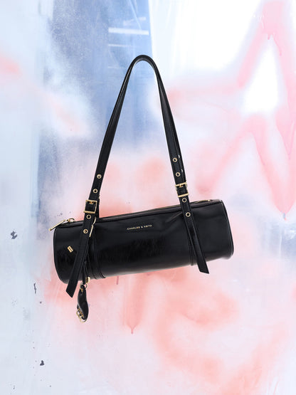 CHARLES & KEITH Signature / Rey Elongated Shoulder Bag - Black