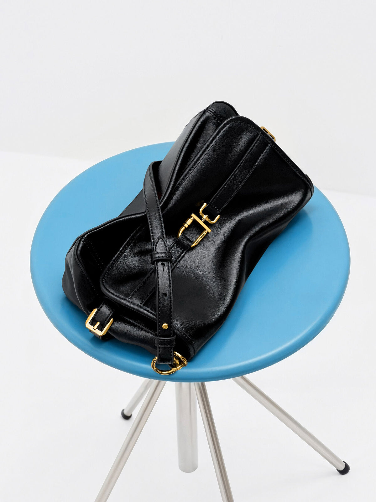 CHARLES & KEITH Smart Buy / Gwynne Metallic-Buckle Belted Shoulder Bag - Black
