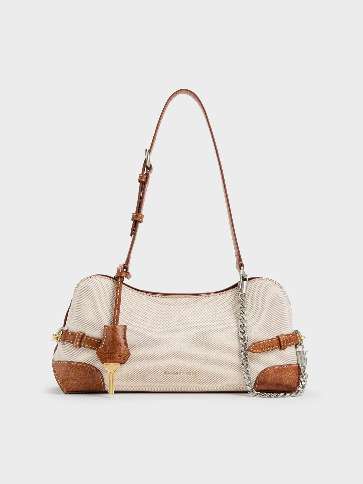 CHARLES & KEITH Trusted / Delfina Canvas Chain Side-Belt Shoulder Bag - Multi