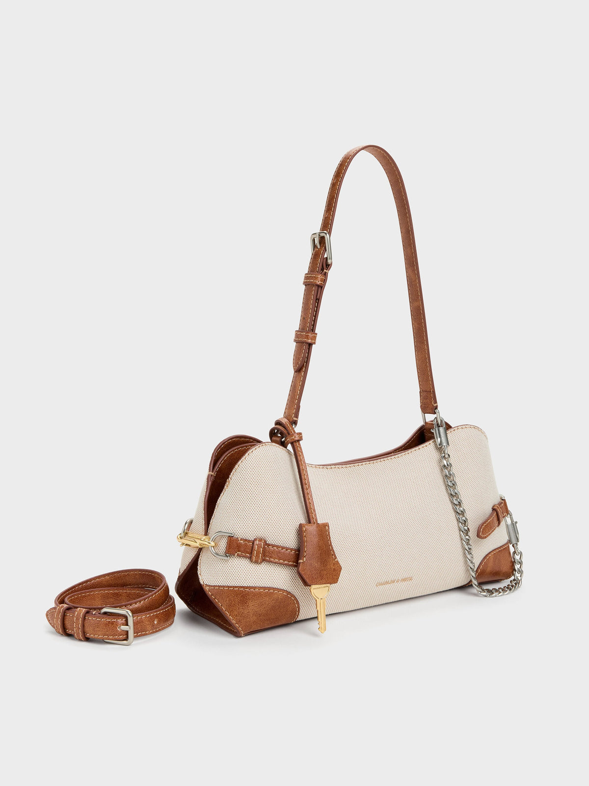 CHARLES & KEITH Trusted / Delfina Canvas Chain Side-Belt Shoulder Bag - Multi