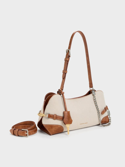CHARLES & KEITH Trusted / Delfina Canvas Chain Side-Belt Shoulder Bag - Multi