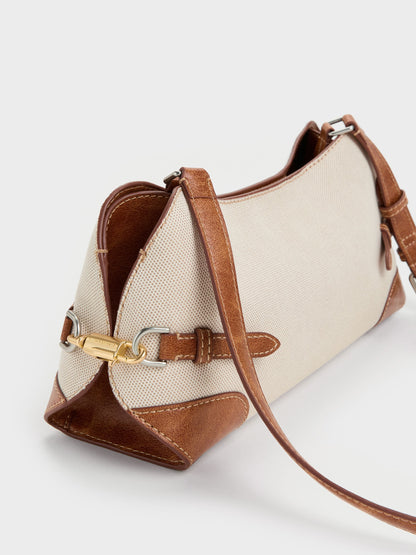 CHARLES & KEITH Trusted / Delfina Canvas Chain Side-Belt Shoulder Bag - Multi