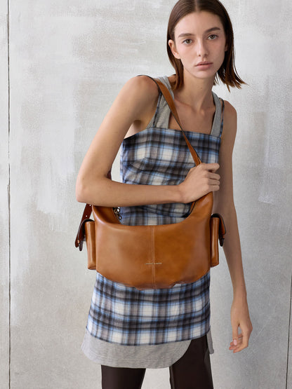 CHARLES & KEITH Special Offer / Large Bessie Side-Pocket Hobo Bag - Distressed Tan