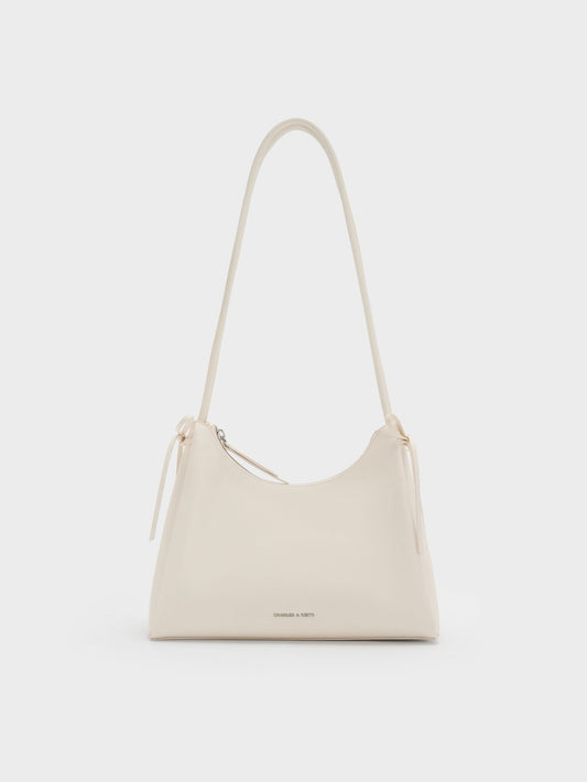 CHARLES & KEITH Classic / Hazel Bow Hobo Bag - Cream