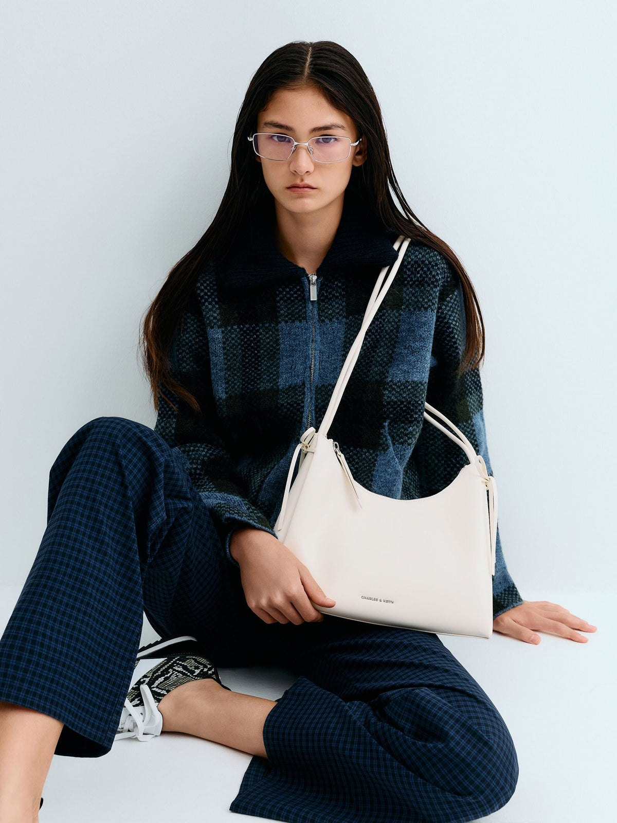 CHARLES & KEITH Classic / Hazel Bow Hobo Bag - Cream