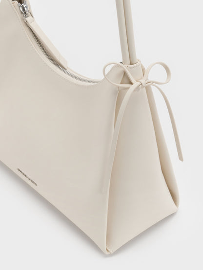 CHARLES & KEITH Classic / Hazel Bow Hobo Bag - Cream