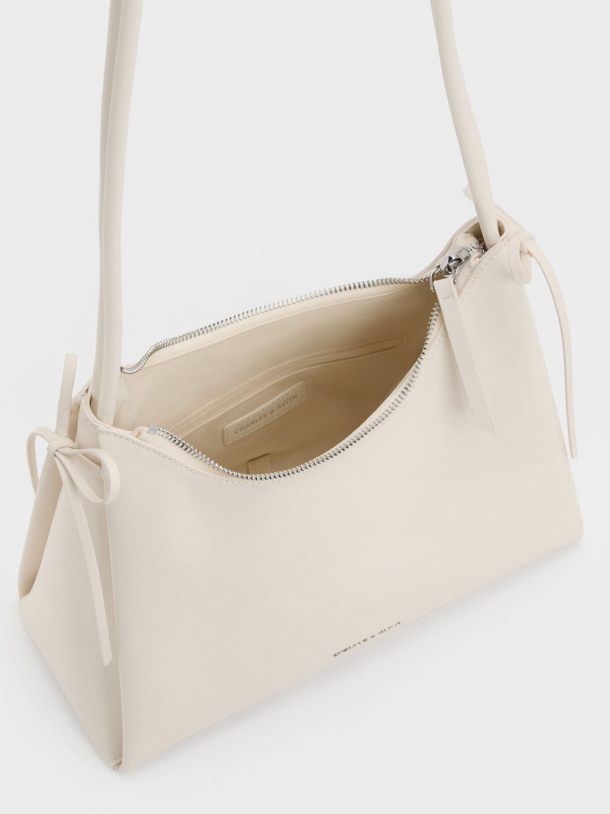 CHARLES & KEITH Classic / Hazel Bow Hobo Bag - Cream