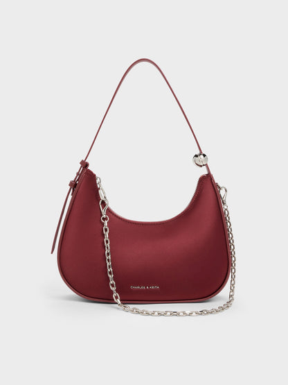 CHARLES & KEITH Value / Jesmyn Satin Chain Two-Way Bag - Burgundy