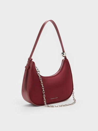 CHARLES & KEITH Value / Jesmyn Satin Chain Two-Way Bag - Burgundy