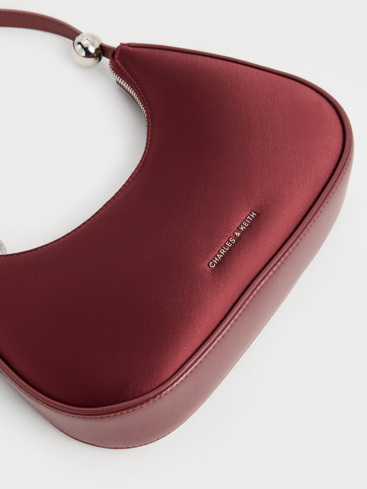 CHARLES & KEITH Value / Jesmyn Satin Chain Two-Way Bag - Burgundy