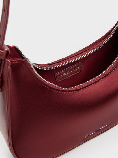 CHARLES & KEITH Value / Jesmyn Satin Chain Two-Way Bag - Burgundy