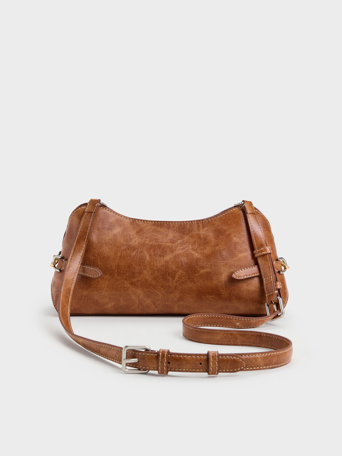 CHARLES & KEITH Top Pick / Delfina Chain Side-Belt Shoulder Bag - Distressed Tan