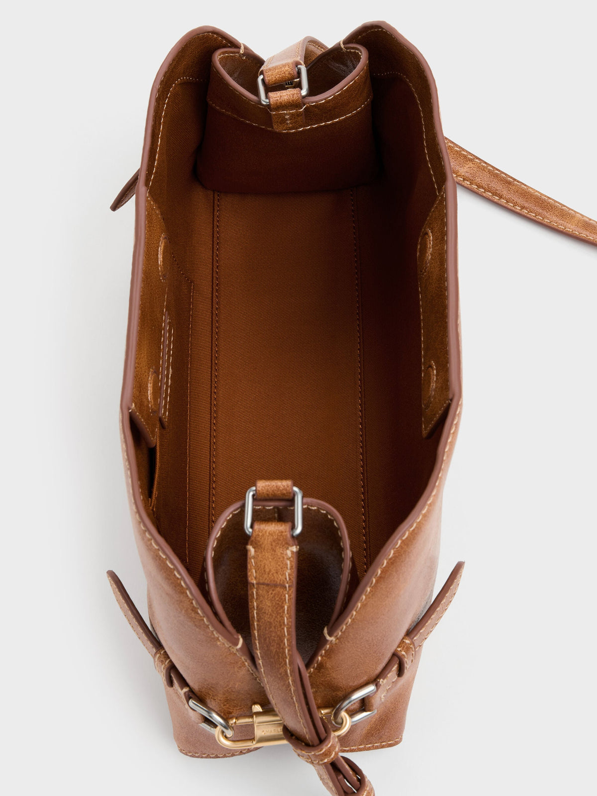 CHARLES & KEITH Top Pick / Delfina Chain Side-Belt Shoulder Bag - Distressed Tan