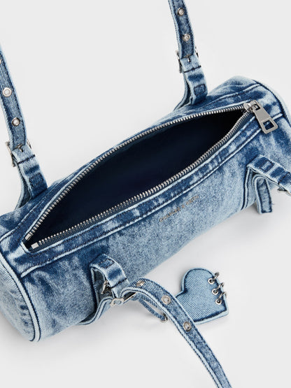 CHARLES & KEITH Classic / Rey Denim Elongated Shoulder Bag - Denim Blue