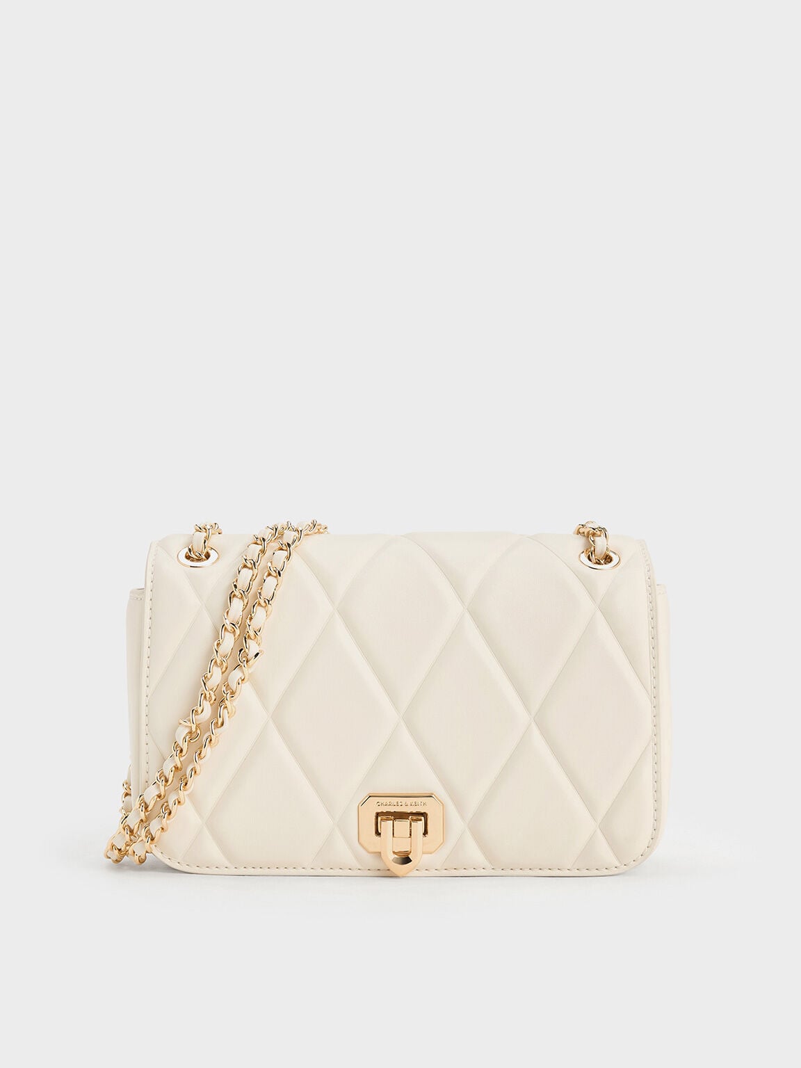 CHARLES & KEITH Best Price / Arwen Diamond-Quilt Shoulder Bag - Cream