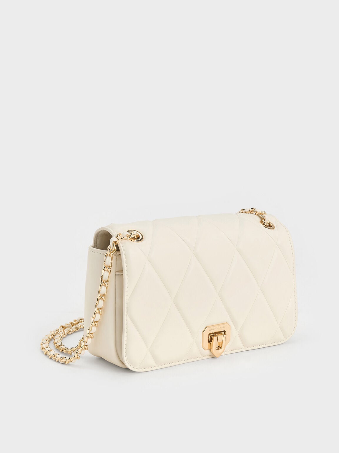 CHARLES & KEITH Best Price / Arwen Diamond-Quilt Shoulder Bag - Cream