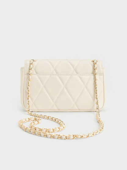 CHARLES & KEITH Best Price / Arwen Diamond-Quilt Shoulder Bag - Cream