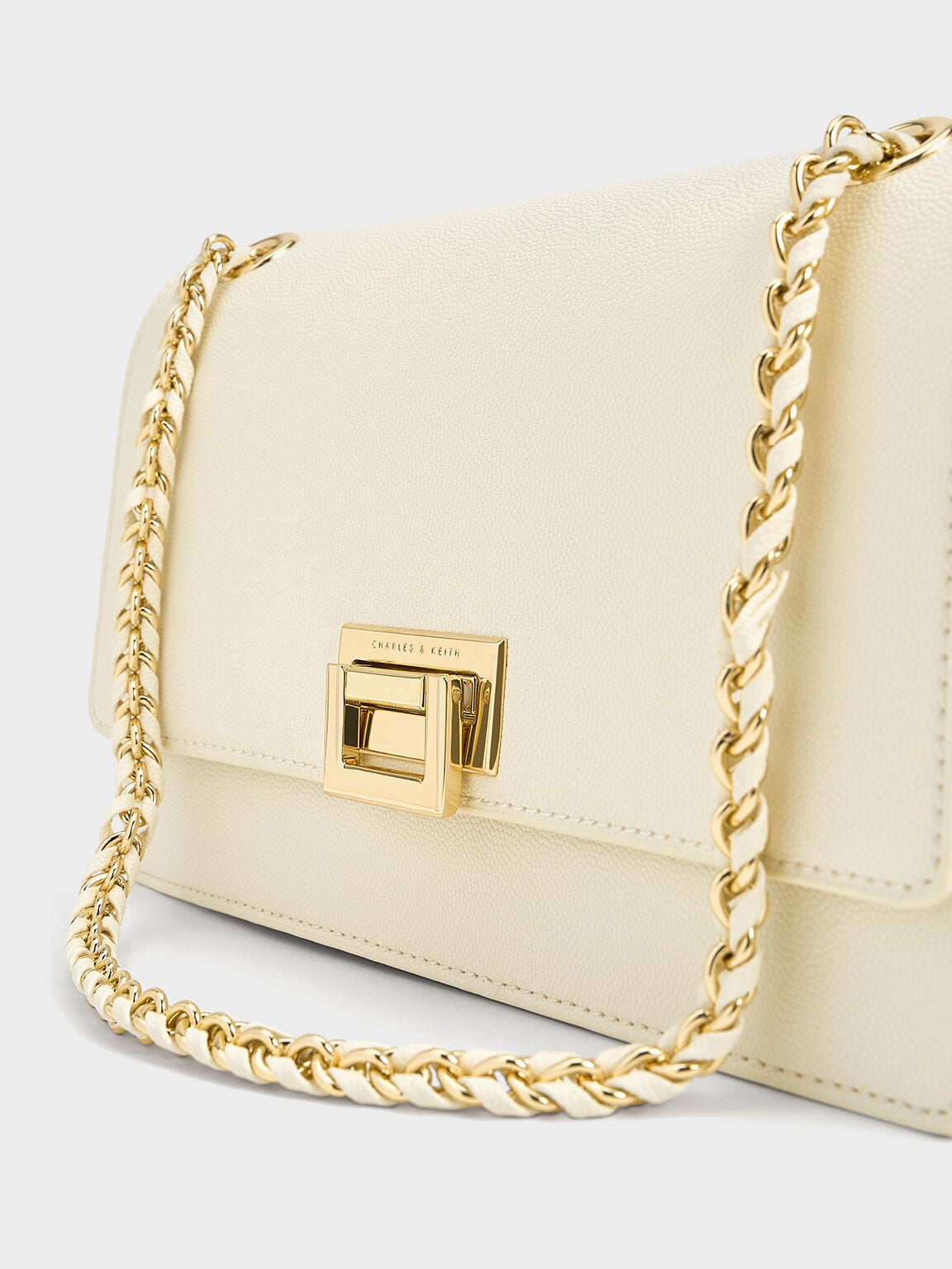CHARLES & KEITH Trending / Everline Braided-Strap Shoulder Bag - Cream