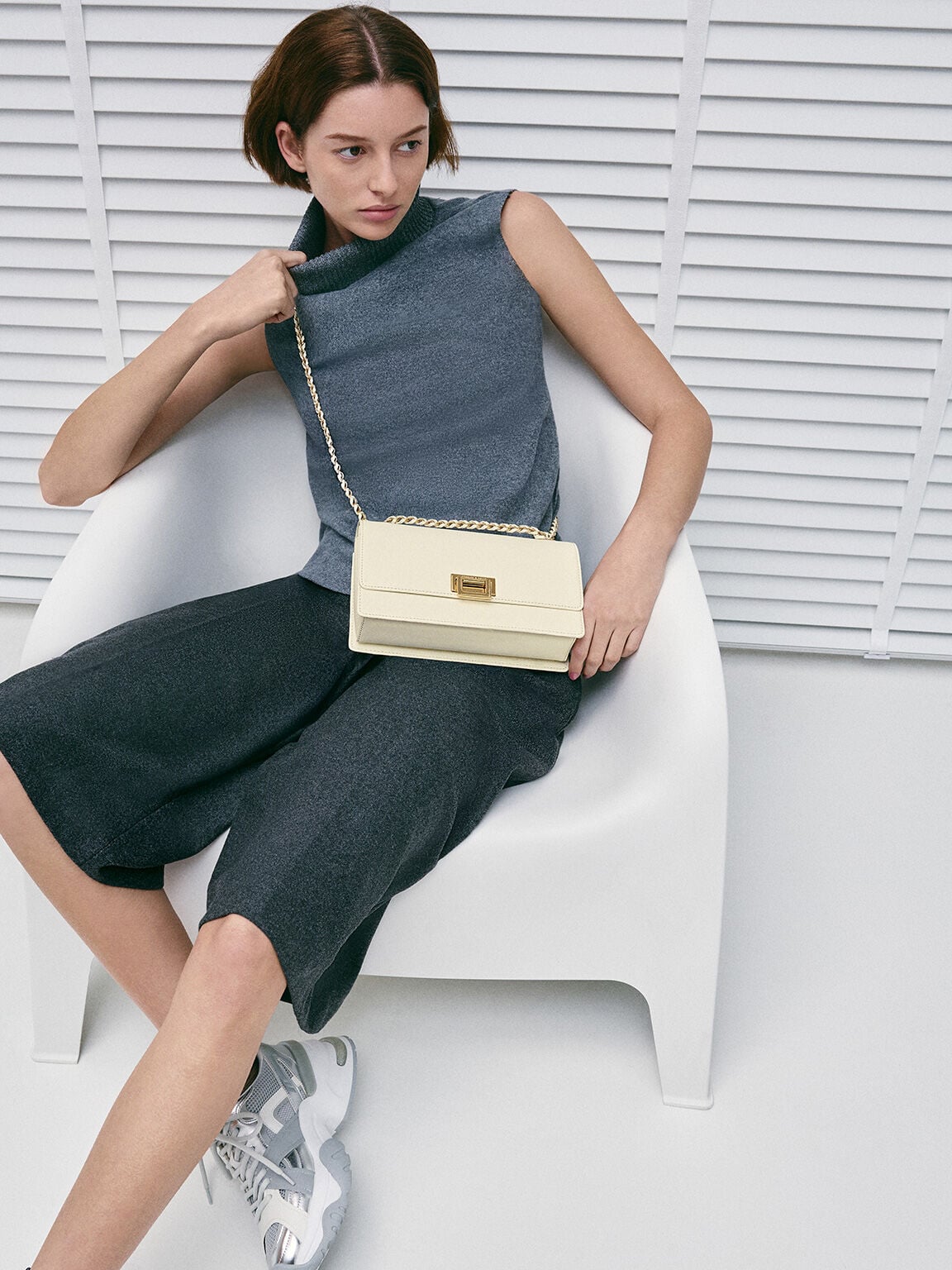CHARLES & KEITH Trending / Everline Braided-Strap Shoulder Bag - Cream