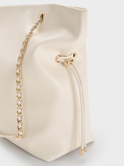 CHARLES & KEITH Classic / Arya Braided-Chain Tote Bag - Cream
