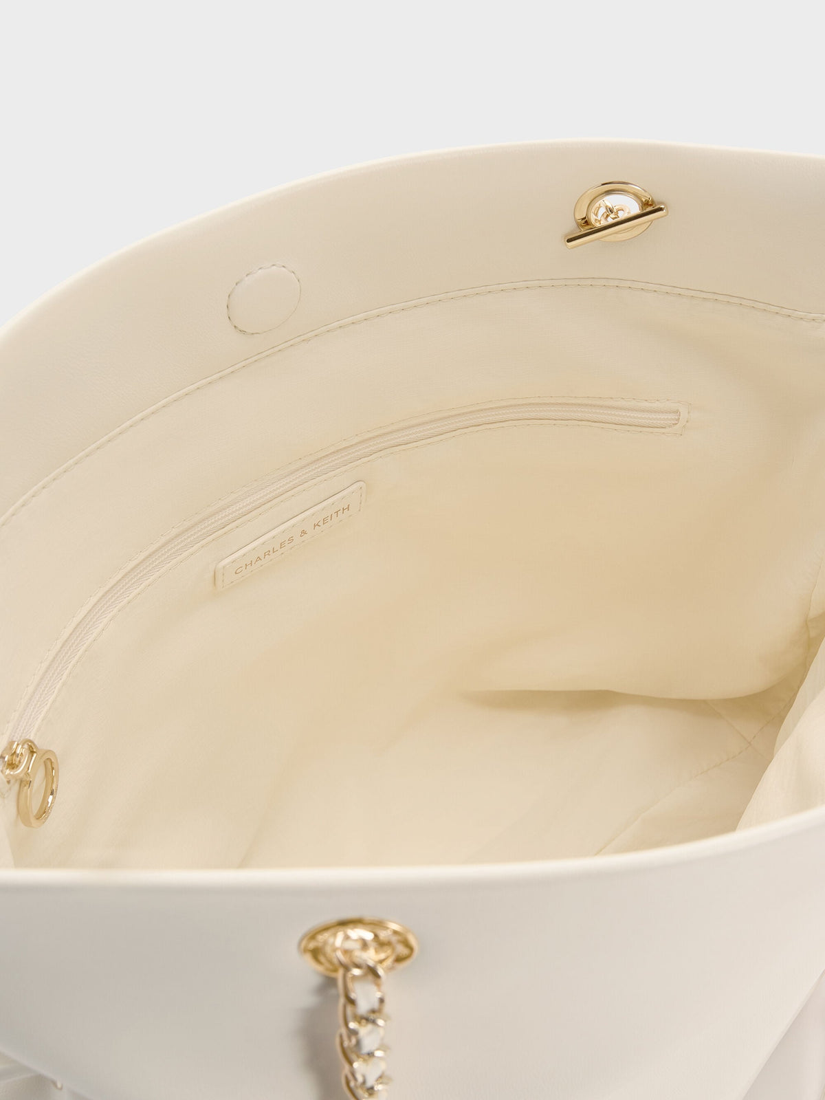 CHARLES & KEITH Classic / Arya Braided-Chain Tote Bag - Cream