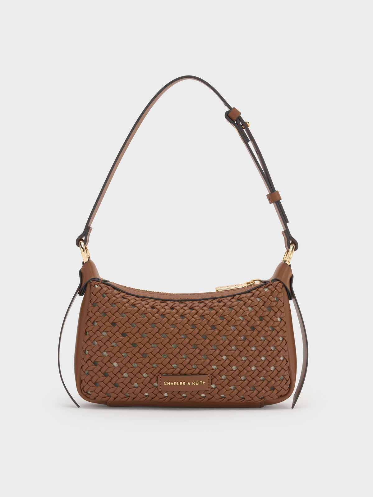 CHARLES & KEITH Top Pick / Mini Calla Woven Shoulder Bag - Chocolate