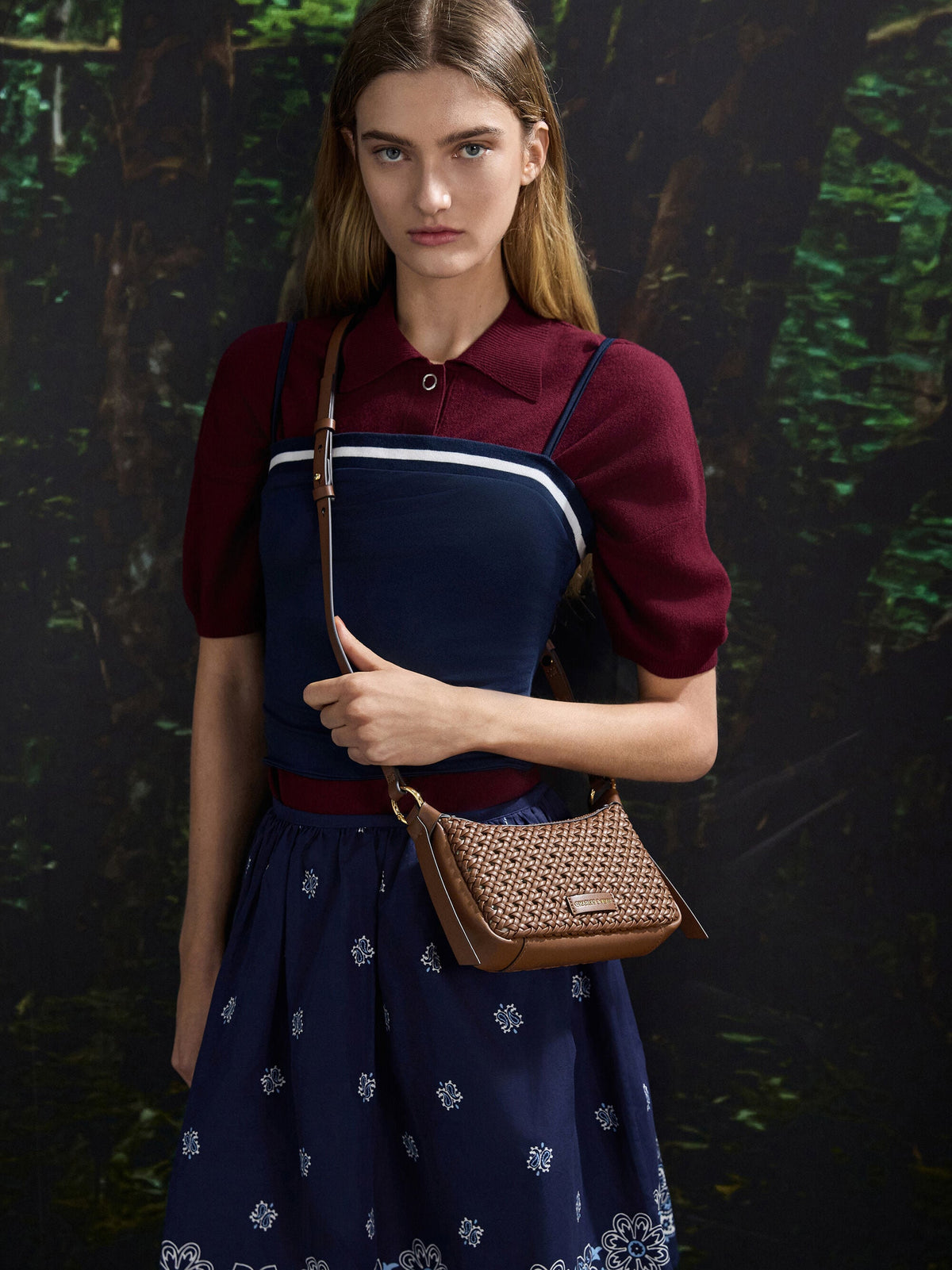 CHARLES & KEITH Top Pick / Mini Calla Woven Shoulder Bag - Chocolate