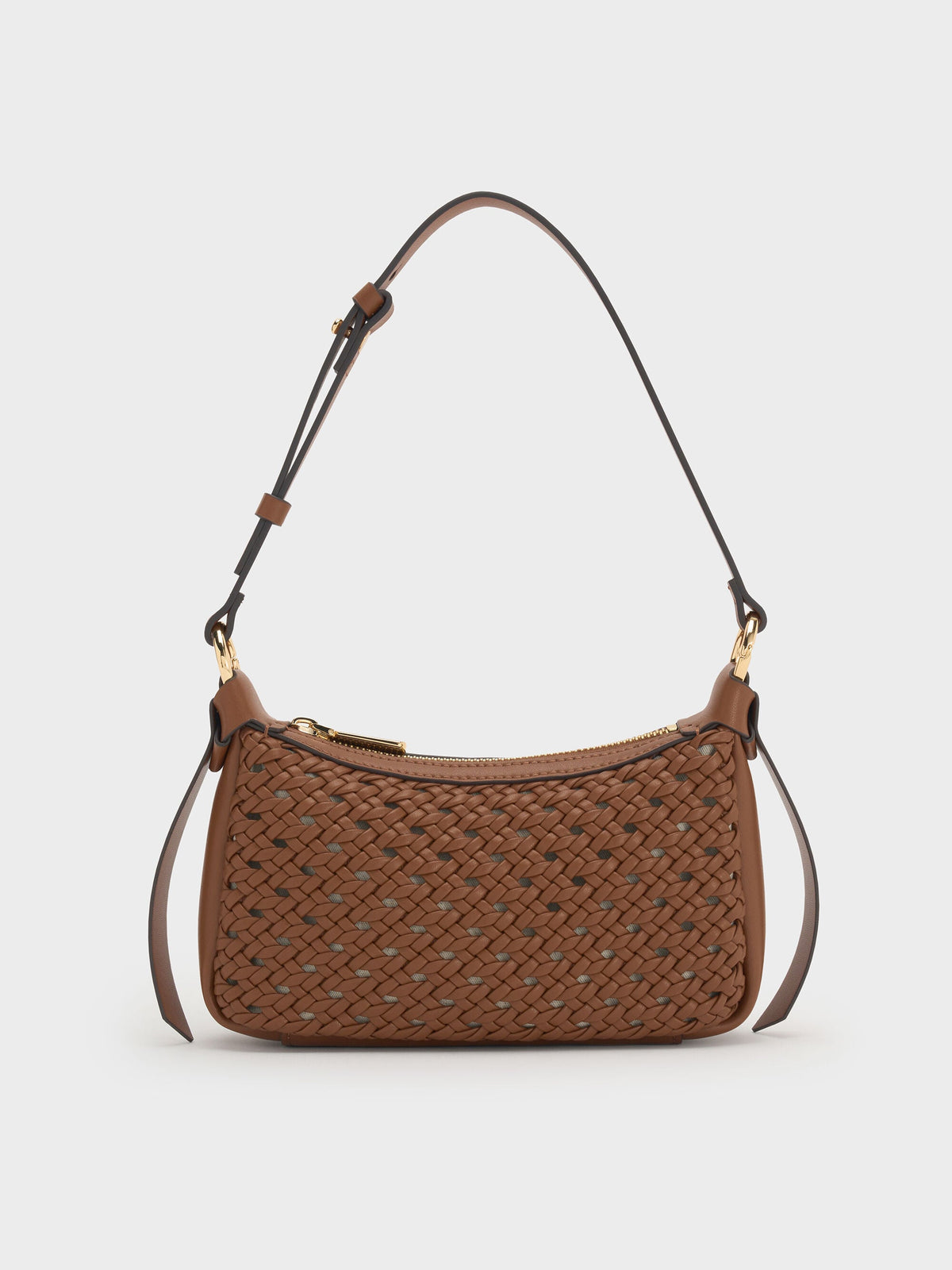 CHARLES & KEITH Top Pick / Mini Calla Woven Shoulder Bag - Chocolate