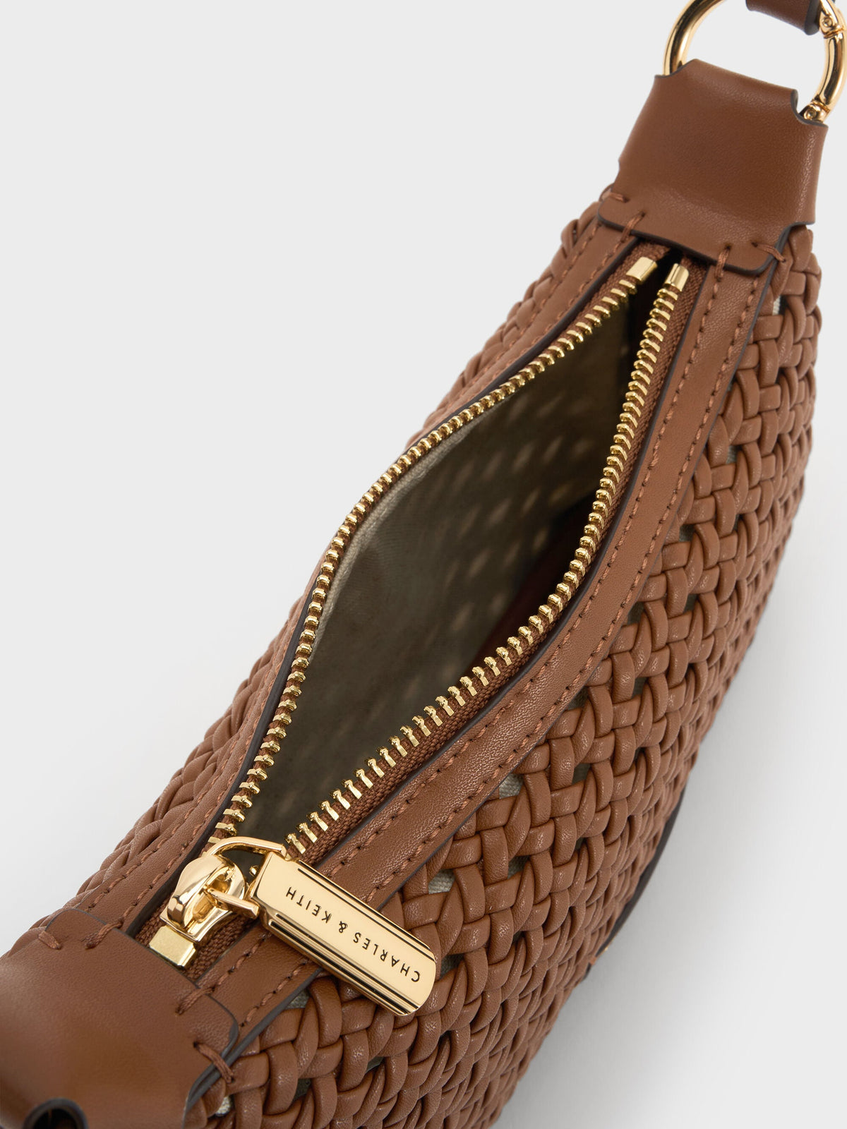 CHARLES & KEITH Top Pick / Mini Calla Woven Shoulder Bag - Chocolate