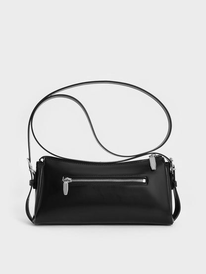 CHARLES & KEITH Latest / Rachel Front-Pocket Chain Shoulder Bag - Noir
