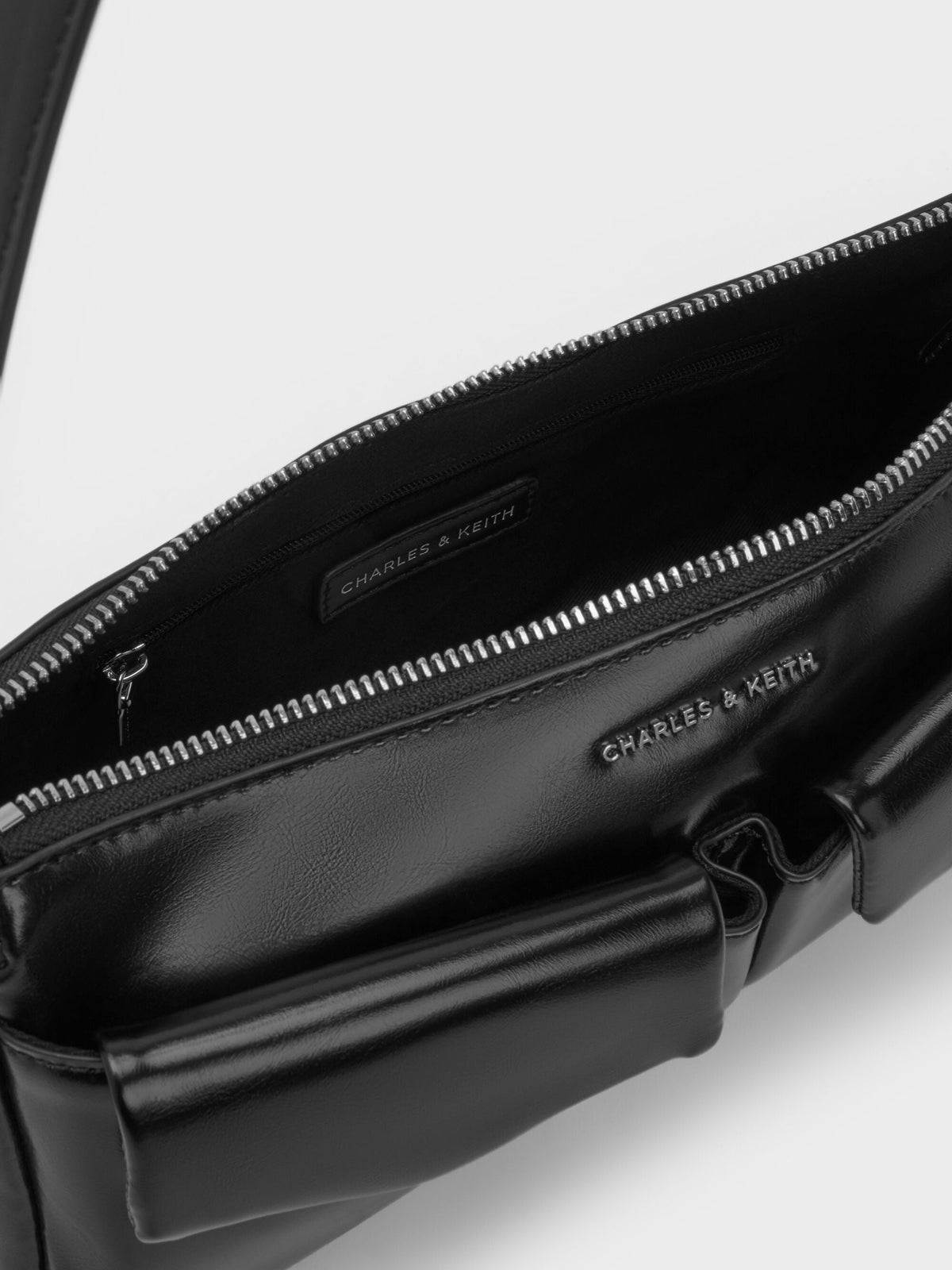 CHARLES & KEITH Latest / Rachel Front-Pocket Chain Shoulder Bag - Noir