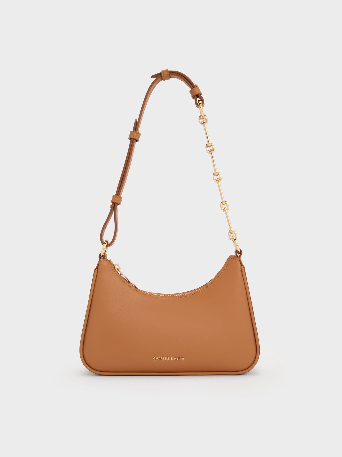 CHARLES & KEITH Customer Favorite / Lane Chain-Strap Shoulder Bag - Russet Brown