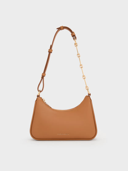 CHARLES & KEITH Customer Favorite / Lane Chain-Strap Shoulder Bag - Russet Brown