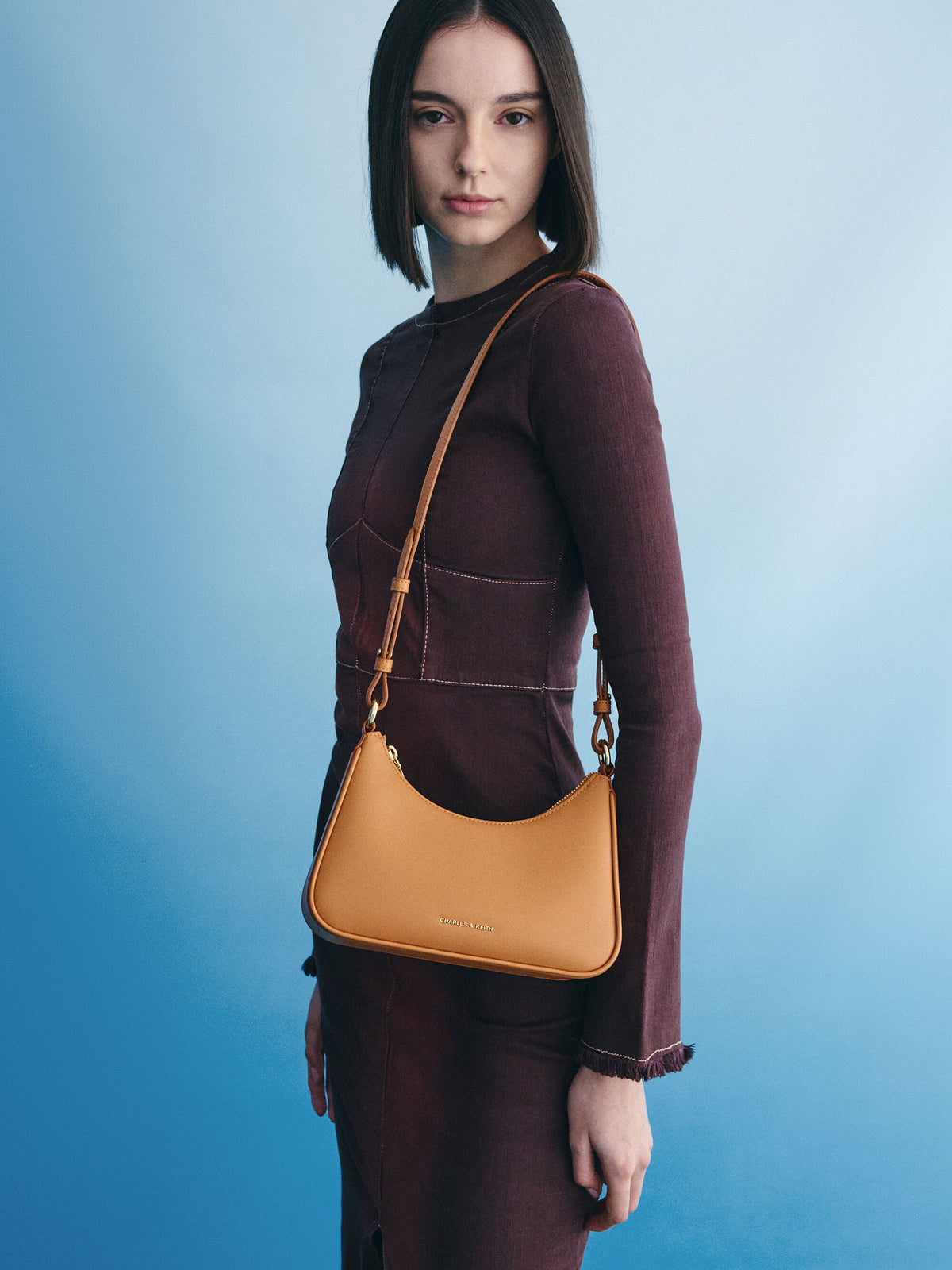CHARLES & KEITH Customer Favorite / Lane Chain-Strap Shoulder Bag - Russet Brown