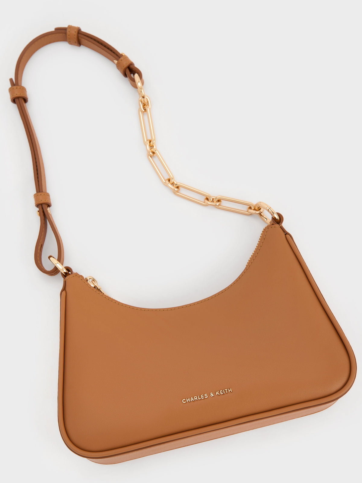 CHARLES & KEITH Customer Favorite / Lane Chain-Strap Shoulder Bag - Russet Brown