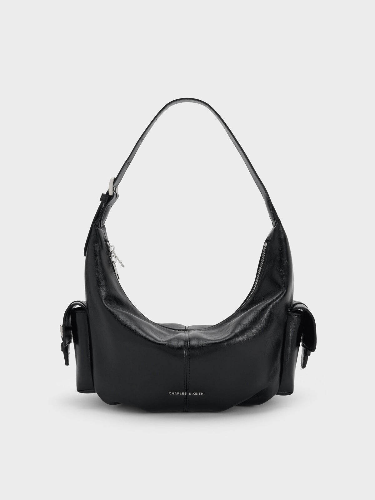 CHARLES & KEITH Trending / Bessie Side-Pocket Hobo Bag - Noir