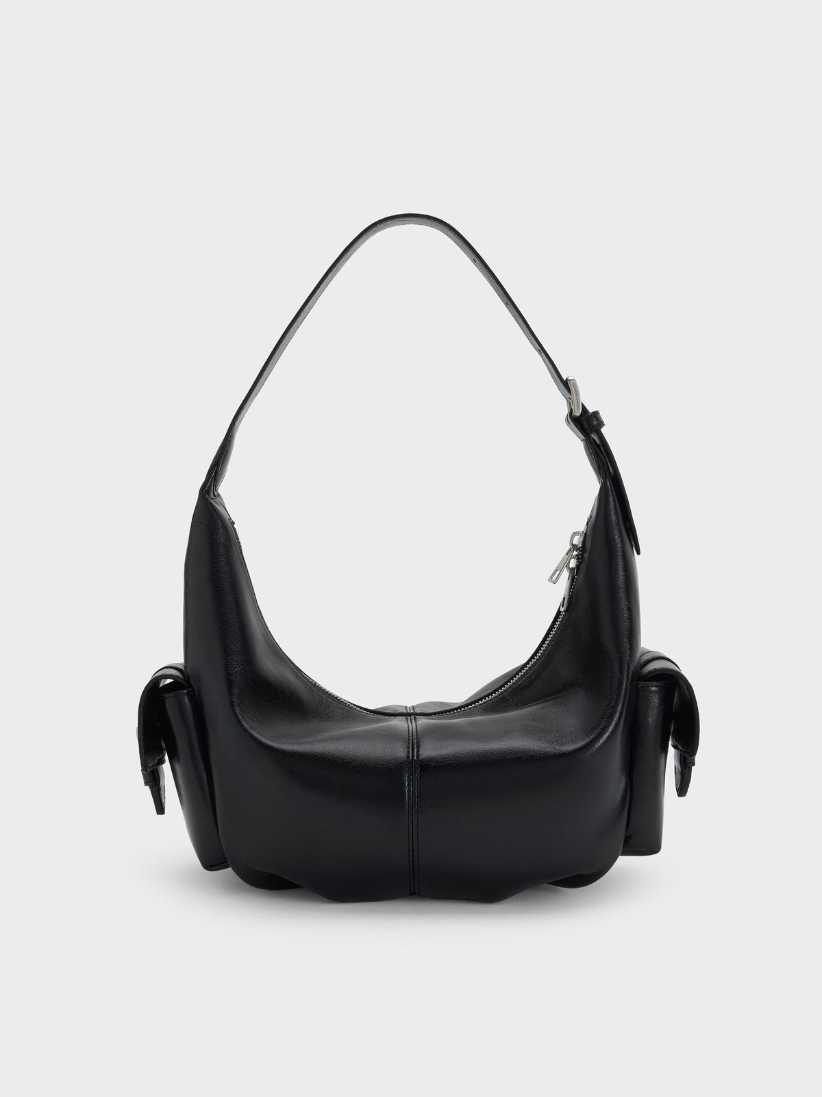 CHARLES & KEITH Trending / Bessie Side-Pocket Hobo Bag - Noir