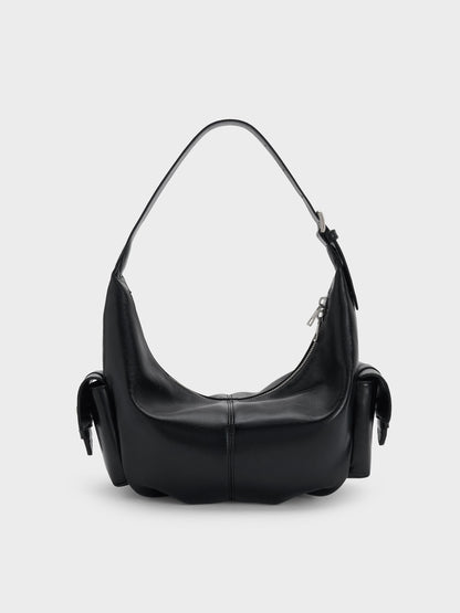 CHARLES & KEITH Trending / Bessie Side-Pocket Hobo Bag - Noir