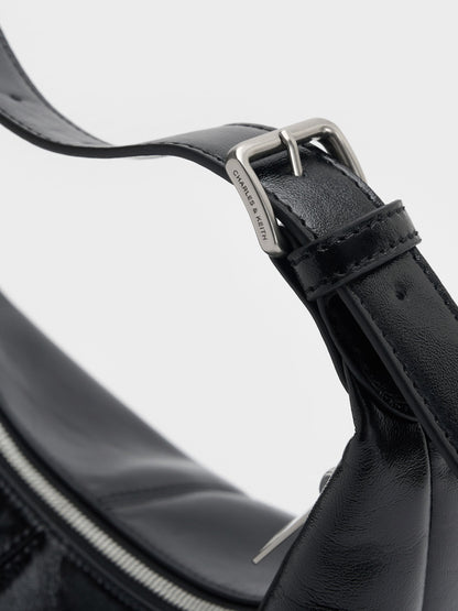 CHARLES & KEITH Trending / Bessie Side-Pocket Hobo Bag - Noir