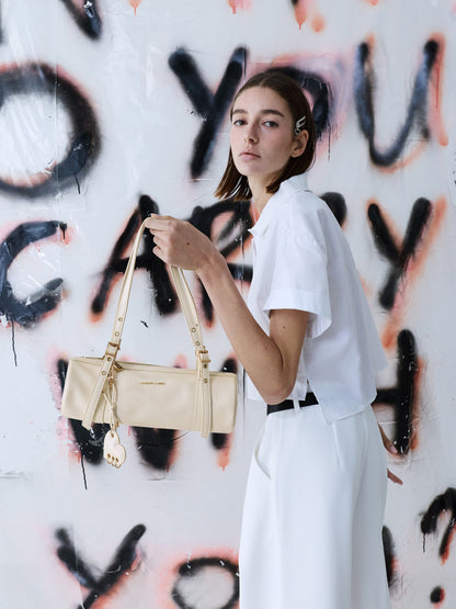 CHARLES & KEITH Smart Buy / Rey Elongated Shoulder Bag - Cream