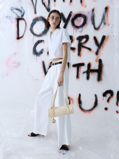 CHARLES & KEITH Smart Buy / Rey Elongated Shoulder Bag - Cream