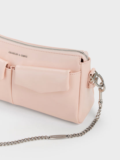 CHARLES & KEITH Trending / Rachel Front-Pocket Chain Shoulder Bag - Soft Pink