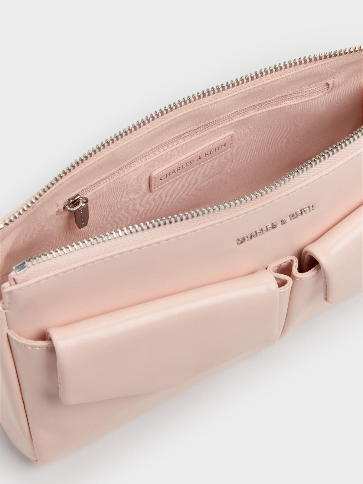 CHARLES & KEITH Trending / Rachel Front-Pocket Chain Shoulder Bag - Soft Pink